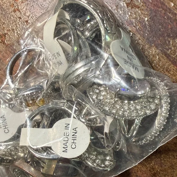 Assorted Silver-Tone Rhinestone Rings - Picture 4 of 6